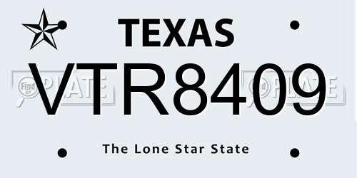 VTR8409 Texas License Plate
