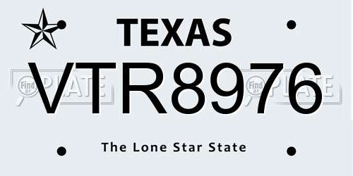 VTR8976 Texas License Plate