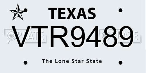 VTR9489 Texas License Plate