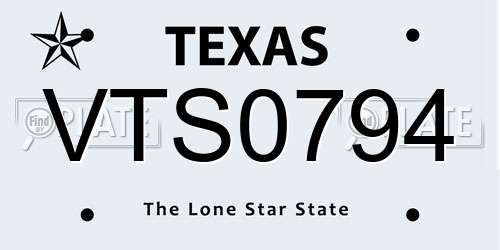 VTS0794 Texas License Plate