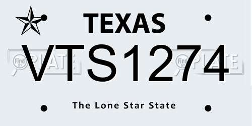 VTS1274 Texas License Plate