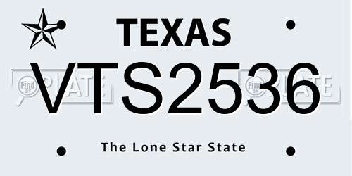 VTS2536 Texas License Plate