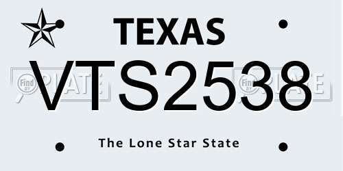 VTS2538 Texas License Plate