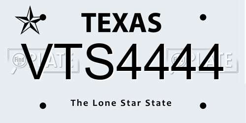 VTS4444 Texas License Plate
