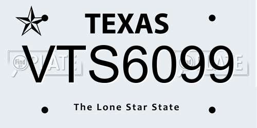 VTS6099 Texas License Plate