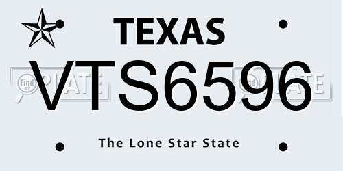 VTS6596 Texas License Plate