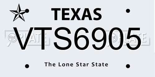 VTS6905 Texas License Plate