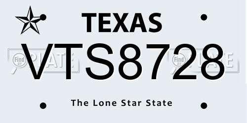 VTS8728 Texas License Plate