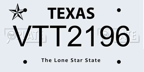 VTT2196 Texas License Plate