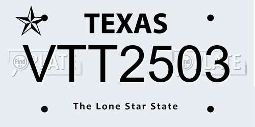 VTT2503 Texas License Plate