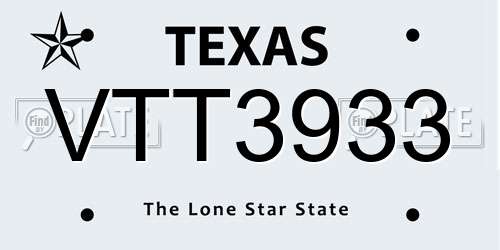 VTT3933 Texas License Plate