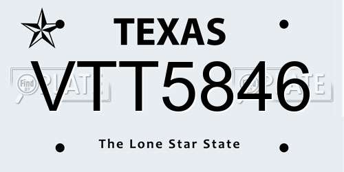 VTT5846 Texas License Plate
