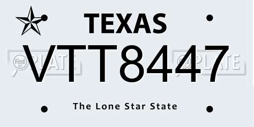 VTT8447 Texas License Plate