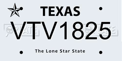 VTV1825 Texas License Plate