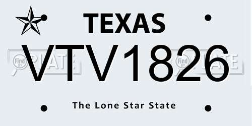 VTV1826 Texas License Plate