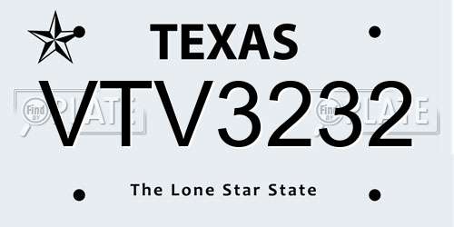 VTV3232 Texas License Plate