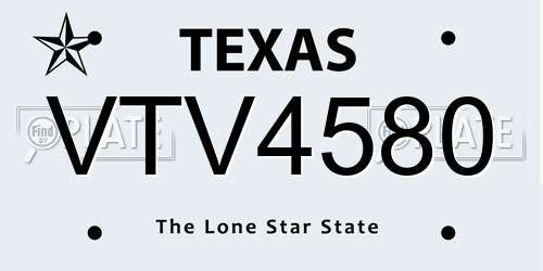 VTV4580 Texas License Plate