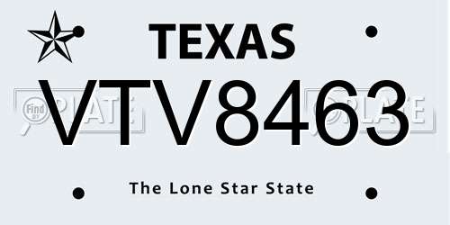 VTV8463 Texas License Plate