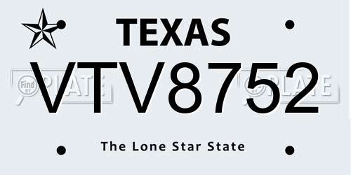 VTV8752 Texas License Plate