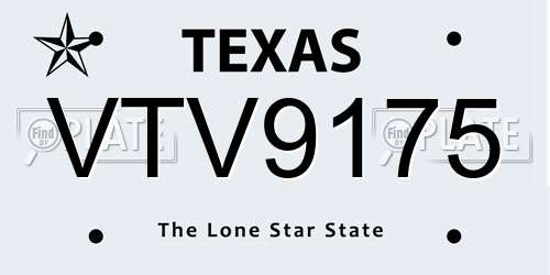 VTV9175 Texas License Plate
