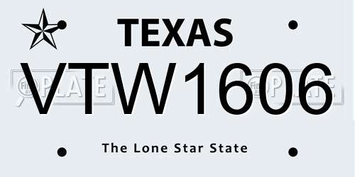 VTW1606 Texas License Plate