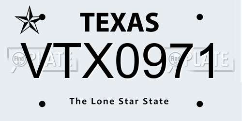 VTX0971 Texas License Plate