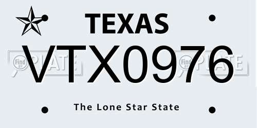 VTX0976 Texas License Plate