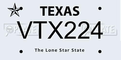 VTX224 Texas License Plate