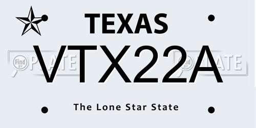 VTX22A Texas License Plate