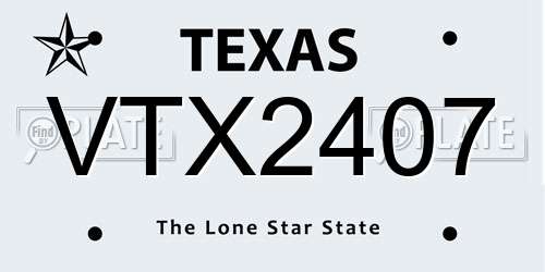 VTX2407 Texas License Plate