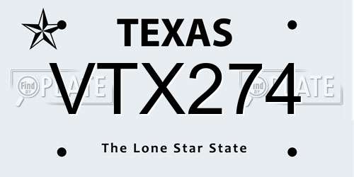 VTX274 Texas License Plate