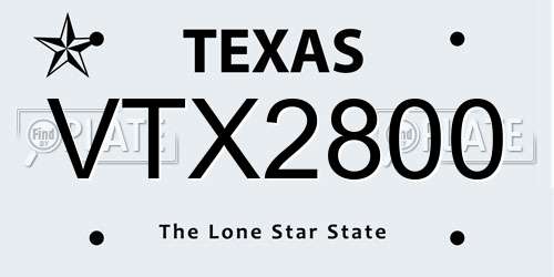 VTX2800 Texas License Plate