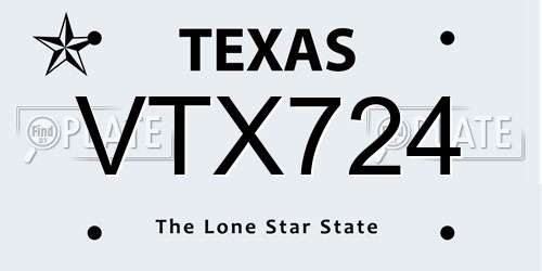 VTX724 Texas License Plate