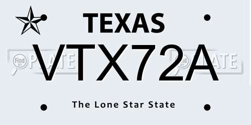 VTX72A Texas License Plate