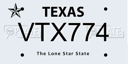 VTX774 Texas License Plate