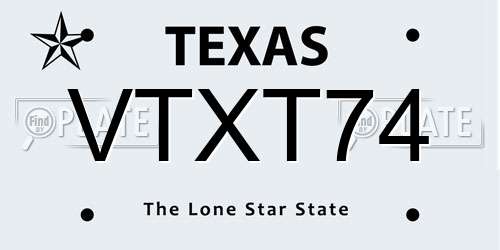 VTXT74 Texas License Plate