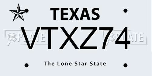 VTXZ74 Texas License Plate