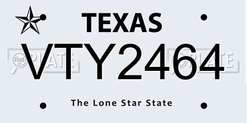 VTY2464 Texas License Plate