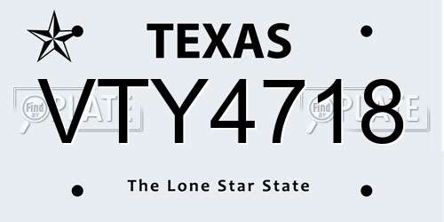 VTY4718 Texas License Plate