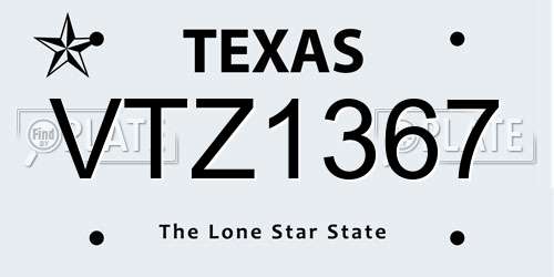 VTZ1367 Texas License Plate