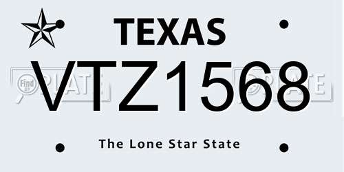 VTZ1568 Texas License Plate