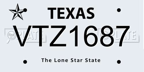 VTZ1687 Texas License Plate