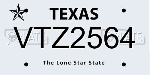 VTZ2564 Texas License Plate