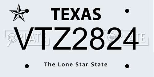 VTZ2824 Texas License Plate