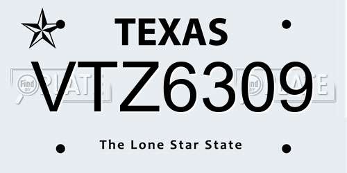 VTZ6309 Texas License Plate