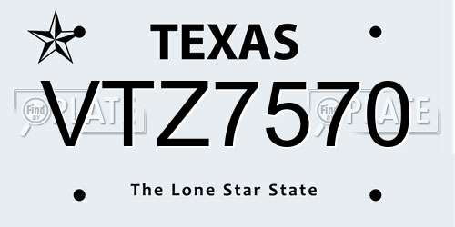 VTZ7570 Texas License Plate