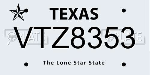 VTZ8353 Texas License Plate