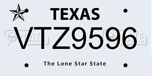 VTZ9596 Texas License Plate