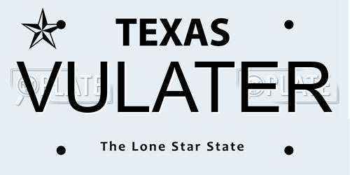 VULATER Texas License Plate