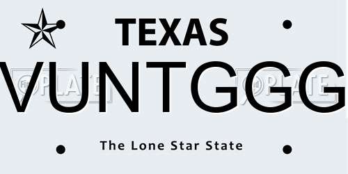 VUNTGGG Texas License Plate